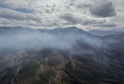 The Mount Underwood forest fire grew to 3,600 hectares, but rain and suppression efforrts have stabilized it to point where it is not expected to grow. (BC Wildfire Service photo)