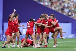 On Tuesday morning Canada was assured of at least a second-place finish at the Paris Olympics when it defeated Australia 21-12 in its semi-final battle. (Rugby Canada photo)