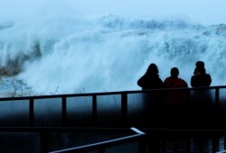 The storm brought spectacular waves to be seen from Black Rock Resort in Ucluelet, creating large deposits of sea foam along the shore. (Curt McLeod photos)