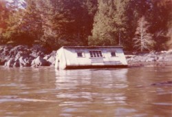 The house of the Amos family after the 1964 tsunami that destroyed most homes in the cove.