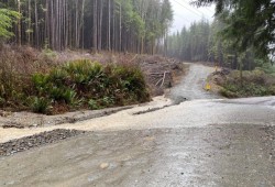 Flooding occurred on Bamfield Main on Dec. 18 between the 72 and 73 kilometre marks, close to Anacla. (Duane Nookemis Sr. photo)