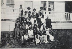Ray Williams attended an Indian day school in Yuquot after he returned to his home in 1950. Pictured is the school with Father Bradley. (Photo submitted Ray Williams)