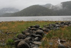 The remains of a rosk-walled fish trap can still be found by Cougar Creek in Nootka Sound. Archaeologist Yvonne Marshall speculated that “it may have been possible to trap salmon which were congregating prior to enter the stream to spawn.”
