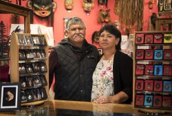 Business has been slow for Lewis and Cathy George, owners of the House of Himwitsa, since the highway shutdown, but they continue to see customers from Europe and the United States. (Melissa Renwick photo)