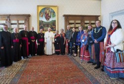 The Pope's visit to Canada follows a meeting with First Nations, Métis and Inuit representatives at the Vatican on April 1, when he recognised the “deplorable behaviour” of Catholics who abused children while working at residential schools. (Vatican photo)