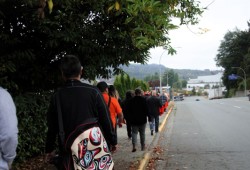 The walk descended Redford Street, toward 4th Avenue, where many of the small city's homeless can be found. (Alexandra Mehl photo)