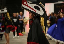 A group from the Ahousaht village of Maaqtusiis was the first to perform on the first day of the event.
