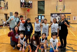 Coach Tyson Touchie, left, and the Hitacu Itty Bitty Ballerz went undefeated at JANT 2025. 