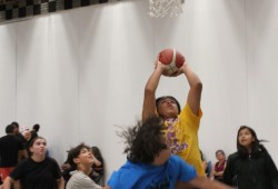 A long series of half-court basketball games attracted a good deal of attention at the Northern Region Games.