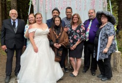 Kimball and Bernice Davidson, centre, at a family wedding.  