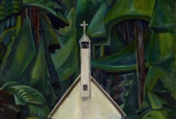 In 1929, Carr’s painting she named ‘Indian Church’ was complete. The church was a simplified version of an older church that had burnt down and was replaced. It was renamed, in consultation with the Mowachaht/Muchalaht First Nation in 2018. The painting is now called ‘Church in Yuquot Village’.