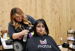 Colleen Peters gets a fresh look from hairstylist Moriah Chase.