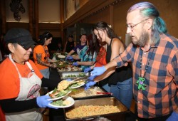 This year a variety of items filled the plates at the friendship centre, including crab, salmon and bannok. (Eric Plummer photo)