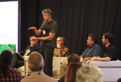 Gerald Cordeiro, forest development manager for Kalesnikoff, talks about the future of forestry during the first-ever Indigenous Forestry Conference in Port Alberni on Sept. 10 and 11. (Nora O'Malley photo)