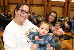 Moms & babies: Erin and Isaac (in Levis shirt) pictured with Serena & Skylar (baby in pink shirt).