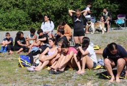 Seventeen students from the Neah Bay Secondary School and four adults made the trip across the Juan de Fuca Strait in two power boats the day before to participate in Paddles Days..