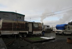 For years trailers sat next to the Wintergreen Apartments in Port Alberni on 4th Avenue, offering rental space for low rates. The City of Port Alberni identified the trailers as unsafe and illegal, and they were removed by November 2023. (Eric Plummer photo) 