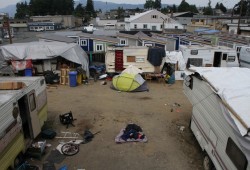 The Walyaqil Tiny Shelter Village was built to house those currently living in old trailers next to the Wintergreen Apartments on Fourth Avenue. The new units are being run by the Port Alberni Friendship Center. (Eric Plummer photo)