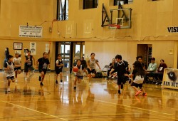 Ballerz player Taleah Touchie brings the ball up the court during their final game of JANT 2025.