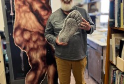 Dr. Jeff Meldrum, a professor of anatomy and anthropology at Idaho State University, holds a Bigfoot cast. (Submitted)