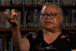 Margaretta James is a member of the Mowachaht/Muchalaht First Nation Whaler’s Shrine Repatriation Committee. (Video still from the film Changing Perspectives: What has been the impact of colonization on the people of Yuquot?)