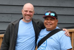 Tofino Mayor Dan Law stands with Tla-o-qui-aht Chief Councillor Elmer Frank.