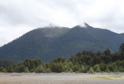 A nearby mountain bears the mark of a clearcut. Most of Northern Nootka Island is designated as Crown land under a forestry tenure held by Western Forests Products.