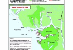 In April 2026 the B.C. Court of Appeal ruled that the Nuchatlaht First Nation has Aboriginal title over a 201-square-kilometre section of northern Nootka Island. The title case will now be heard in the Supreme Court of Canada. (Nuchatlaht First Nation map) 