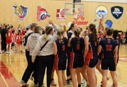 Pacific Christian School players celebrate their victory on Saturday.