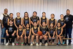 The Tseshaht Lightening are a U13 girls team, coached by Nasimius Ross. (Submitted photo) 