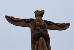 The thunderbird’s chest reveals a crest of the sun, a sign of respect that was traditionally instilled in a person before they were born.