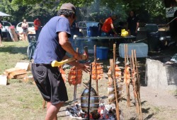 The Tseshaht hosted a lunch event at its Paper Mill Dam Park, with traditionally barbequed salmon. (Alexandra Mehl photo)