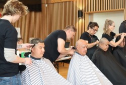Beaufort Barbers generously donated their time and equipment to shave the heads and sometimes faces of the volunteers. Trish Pavan, owner of Beaufort Barbers, said the cause is important to her team because one of their staff is a cancer survivor.