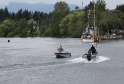 Tseshaht and Hupacasath boats fish for salmon on the Somass River by the Clutesi Haven Marina. (Eric Plummer photo)