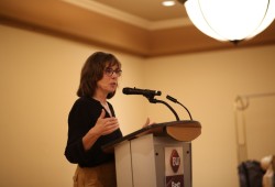 BC Green Party Leader Sonia Furstenau spoke of the personal toll of the opioid crisis while speaking at the Best Western Barclay Hotel in Port Alberni on Aug. 30. (Eric Plummer photo)