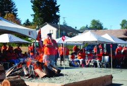 On Sept. 30 the legacy of residential schools will be recognized across Canada with the National Day for Truth and Reconciliation. Pictured are Tseshaht members holding an event in 2022 at the former Alberni Indian Residential School site. (Alexandra Mehl photo)