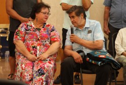 Lily George sits with Tim Paul at the Hupacasath House of Gathering on June 13. (Eric Plummer photo)