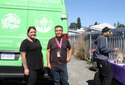 Brianna Rai and Darrell Ross brought Teechuktl's harm reduction van to Port Alberni's fourth Avenue on Aug. 29.ting a harm reduction van for Teechuktl Mental Health,