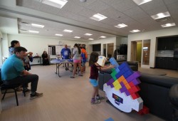 The hall's bottom floor incudes a youth centre, which offers after-school and summertime services.