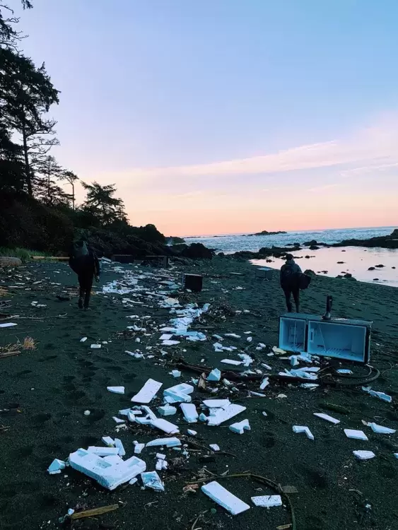 In late October debris was scattered over a beach near Raft Cove, south of Cape Scott on Vancouver Island’s west coast. (Submitted photo)