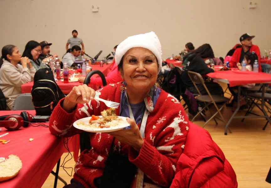 Chris Webster, a Surrey resident from the Ahousaht First Nation, enjoys the holiday meal. 