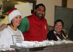 Andrea Pettigrew, Kim Rai, and Jolene Prest serving up a meal