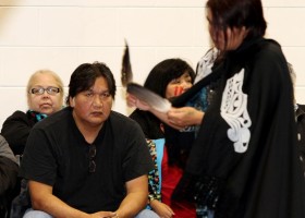 Tyee Ha'wilth Hiyuuweyeh watches the dancers