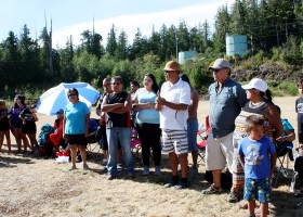 Dennis John speaks for Kyuquot Checlesaht to welcome children in care home