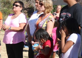 NTC president Deb Foxcrot (in pink) and Usma staff