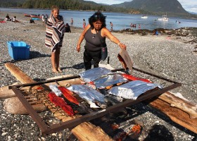 Cooking on a matress spring on a remote beach