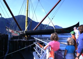 The canoe was transported to the ceremony at Yuquot on the Uchuck III