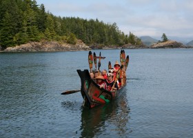 The canoe carrying the bride Renee Mitchell