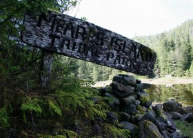 The sign was carved by Godfrey Stephens and stands today