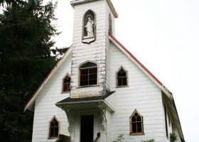 Church erected in 1956 in memory of the first missionary to Friendly Cove in 1793, Padre Magin Catala